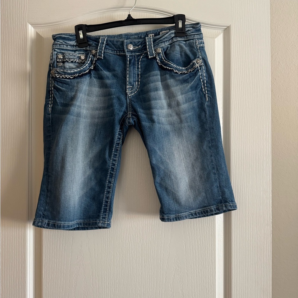 Miss Me Blue Denim Bermuda Shorts
